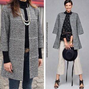 CAbi Adios The Times Black Jacket Textured Knit Mid Length Open #5299